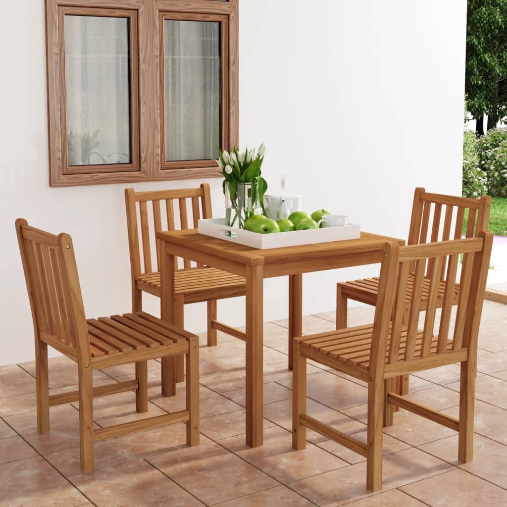 5 Piece Garden Dining Set 31.5" x 31.5" Solid Teak Wood