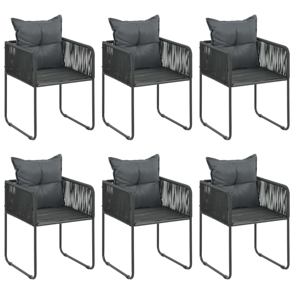 7 Piece Patio Dining Set PVC Rattan Black