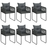 7 Piece Patio Dining Set PVC Rattan Black