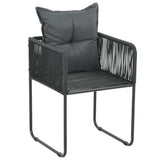 7 Piece Patio Dining Set PVC Rattan Black