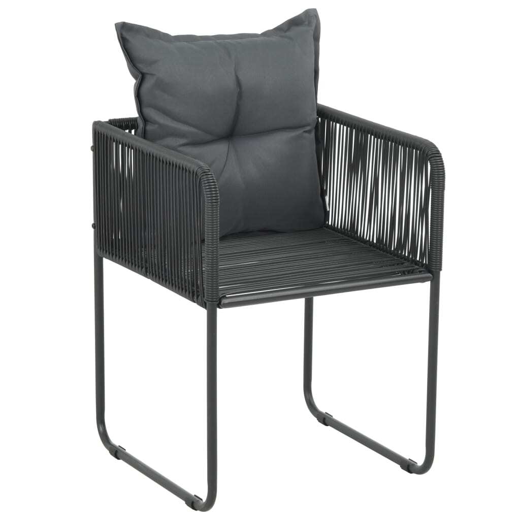 7 Piece Patio Dining Set PVC Rattan Black
