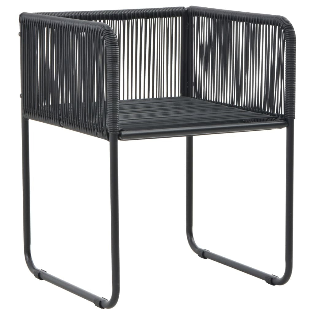 7 Piece Patio Dining Set PVC Rattan Black