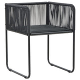 7 Piece Patio Dining Set PVC Rattan Black