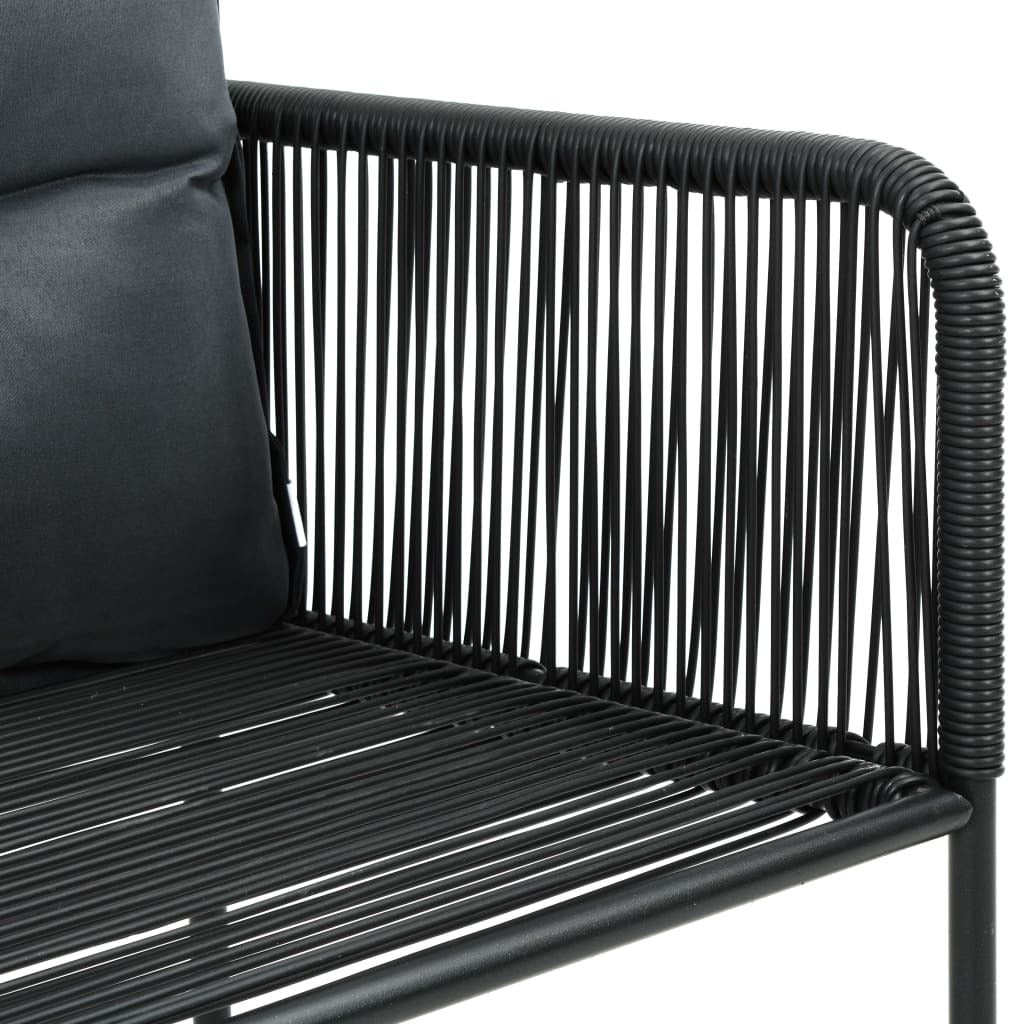 7 Piece Patio Dining Set PVC Rattan Black