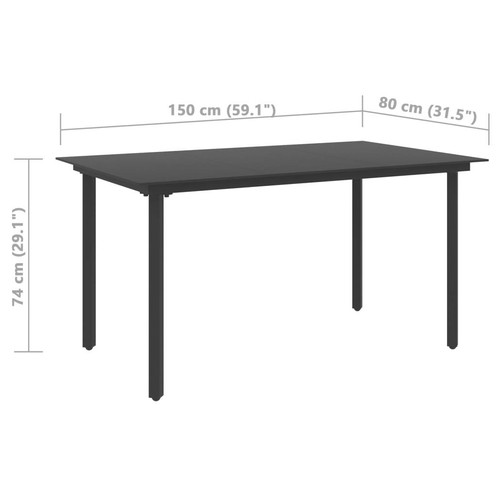 7 Piece Patio Dining Set PVC Rattan Black