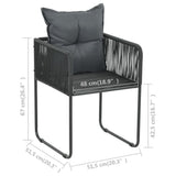 7 Piece Patio Dining Set PVC Rattan Black