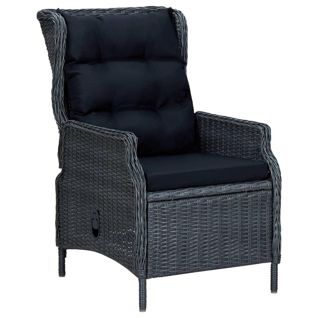 9 Piece Patio Dining Set with Cushions Poly Rattan Dark Gray