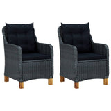 3 Piece Patio Lounge Set with Cushions Poly Rattan Dark Gray