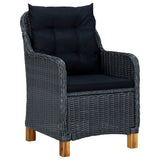 3 Piece Patio Lounge Set with Cushions Poly Rattan Dark Gray