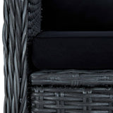 3 Piece Patio Lounge Set with Cushions Poly Rattan Dark Gray