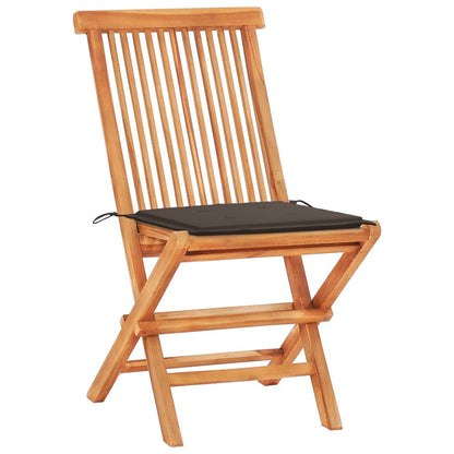 3 Piece Bistro Set with Taupe Cushions Solid Teak Wood