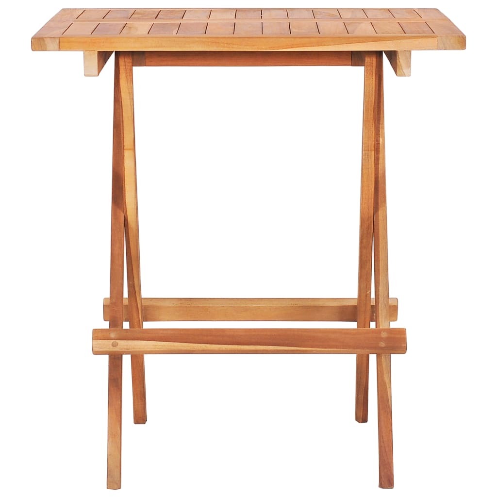 3 Piece Bistro Set with Gray Cushions Solid Teak Wood