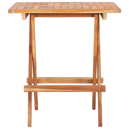 3 Piece Bistro Set with Gray Cushions Solid Teak Wood