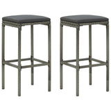 3 Piece Patio Bar Set with Cushions Poly Rattan Gray
