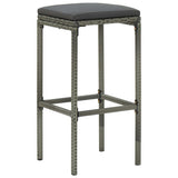 3 Piece Patio Bar Set with Cushions Poly Rattan Gray