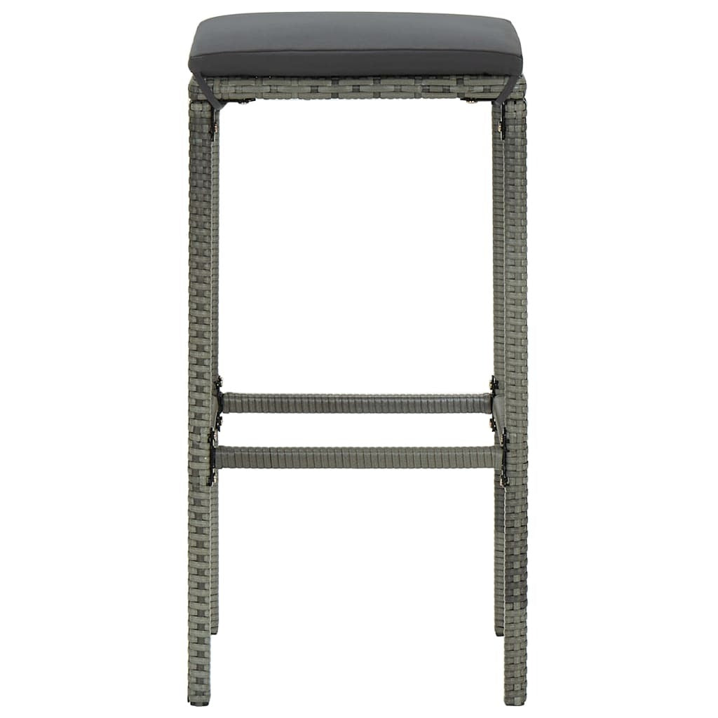 3 Piece Patio Bar Set with Cushions Poly Rattan Gray