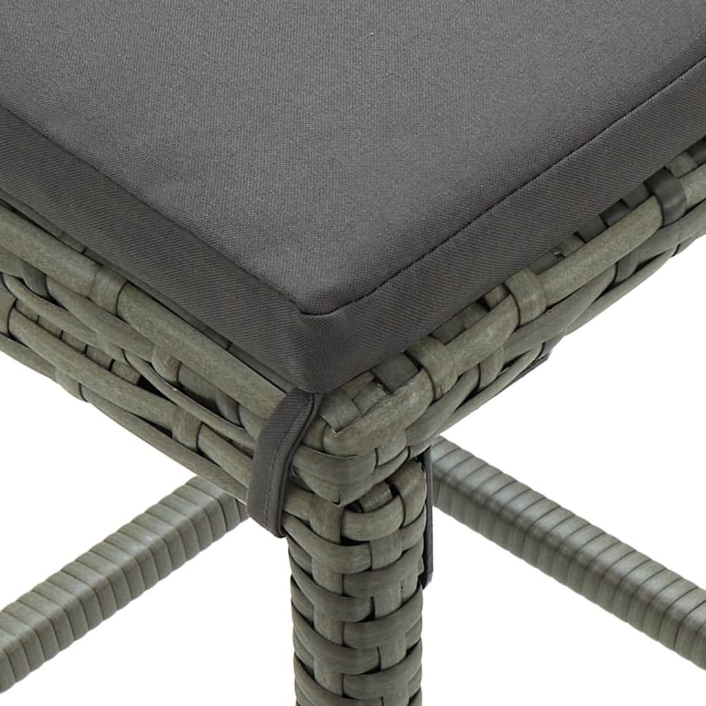 3 Piece Patio Bar Set with Cushions Poly Rattan Gray