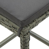 3 Piece Patio Bar Set with Cushions Poly Rattan Gray
