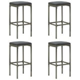 5 Piece Patio Bar Set with Cushions Poly Rattan Gray