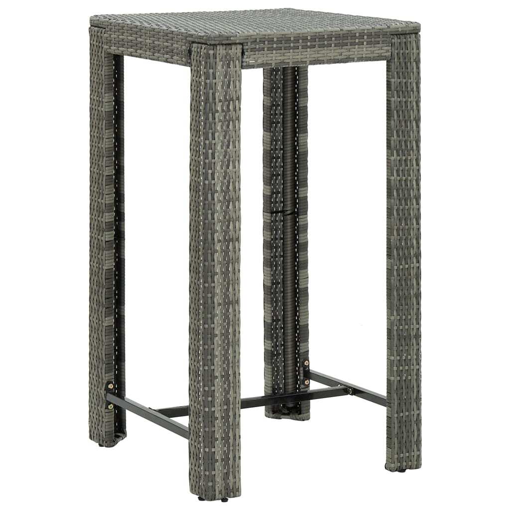 5 Piece Patio Bar Set with Cushions Poly Rattan Gray