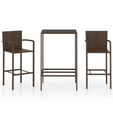 3 Piece Patio Bar Set Poly Rattan Brown