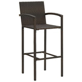 3 Piece Patio Bar Set Poly Rattan Brown