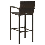 3 Piece Patio Bar Set Poly Rattan Brown