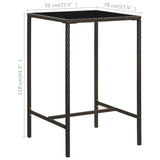 3 Piece Patio Bar Set Poly Rattan Brown
