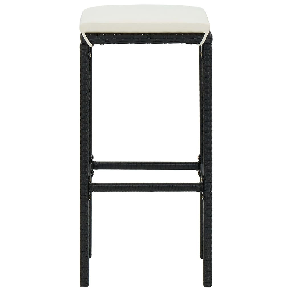 3 Piece Patio Bar Set with Cushions Black
