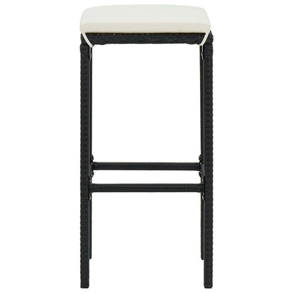 3 Piece Patio Bar Set with Cushions Black