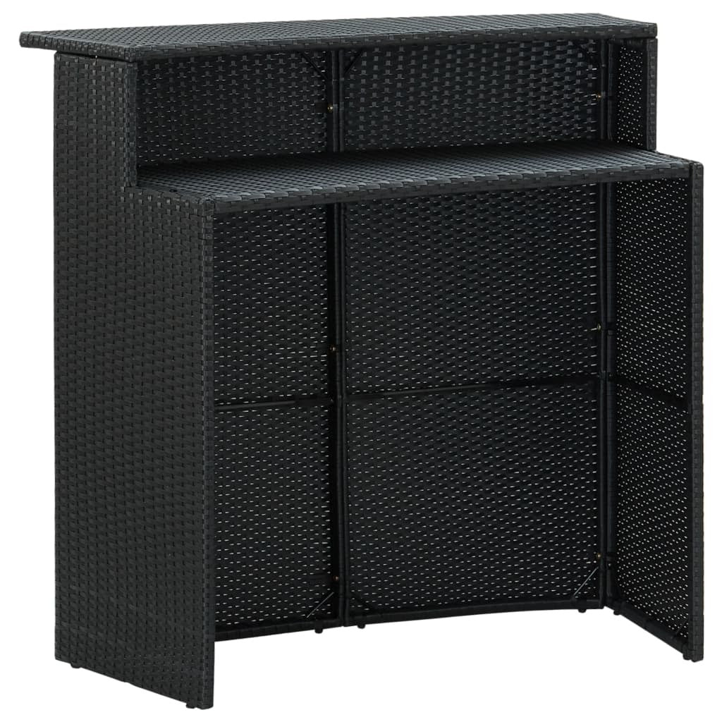 3 Piece Patio Bar Set with Cushions Black