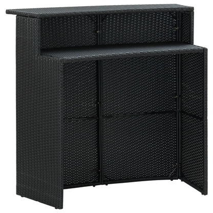 3 Piece Patio Bar Set with Cushions Black