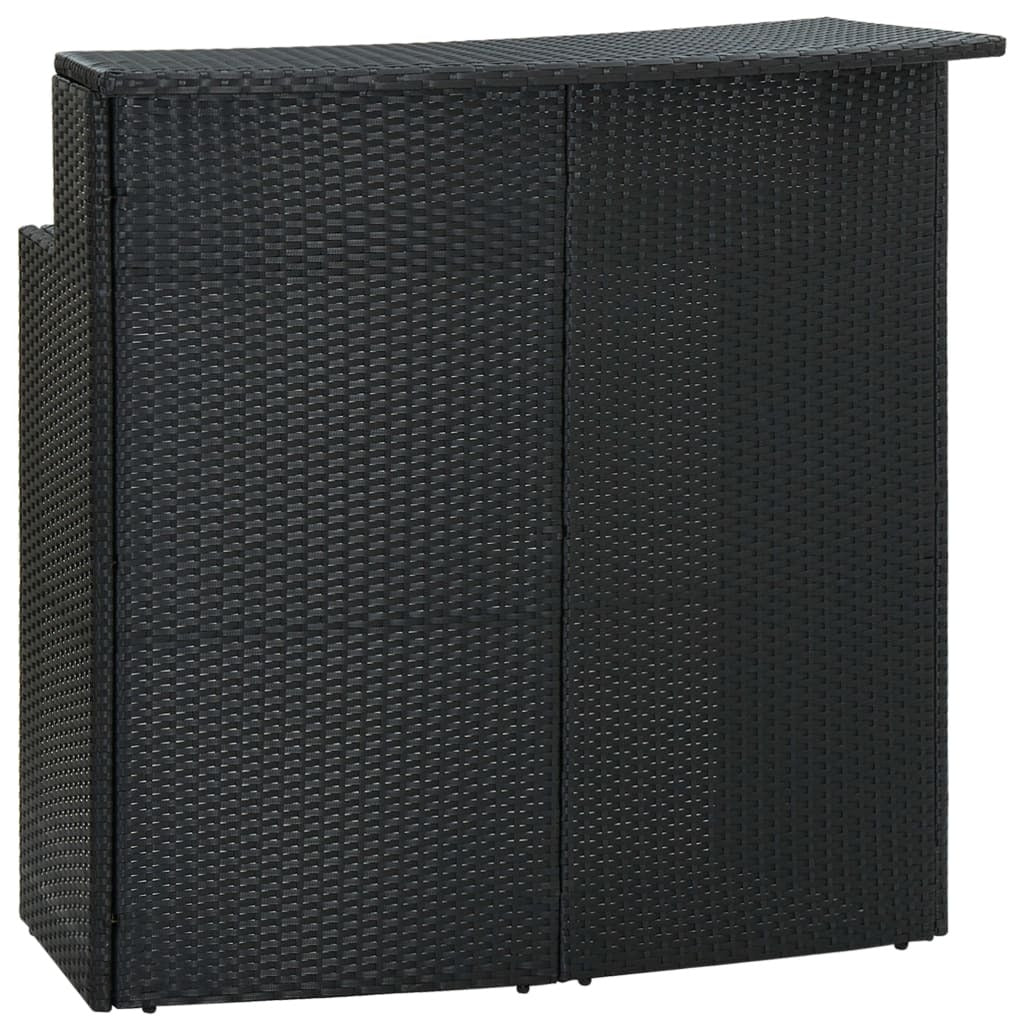3 Piece Patio Bar Set with Cushions Black