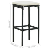 3 Piece Patio Bar Set with Cushions Black