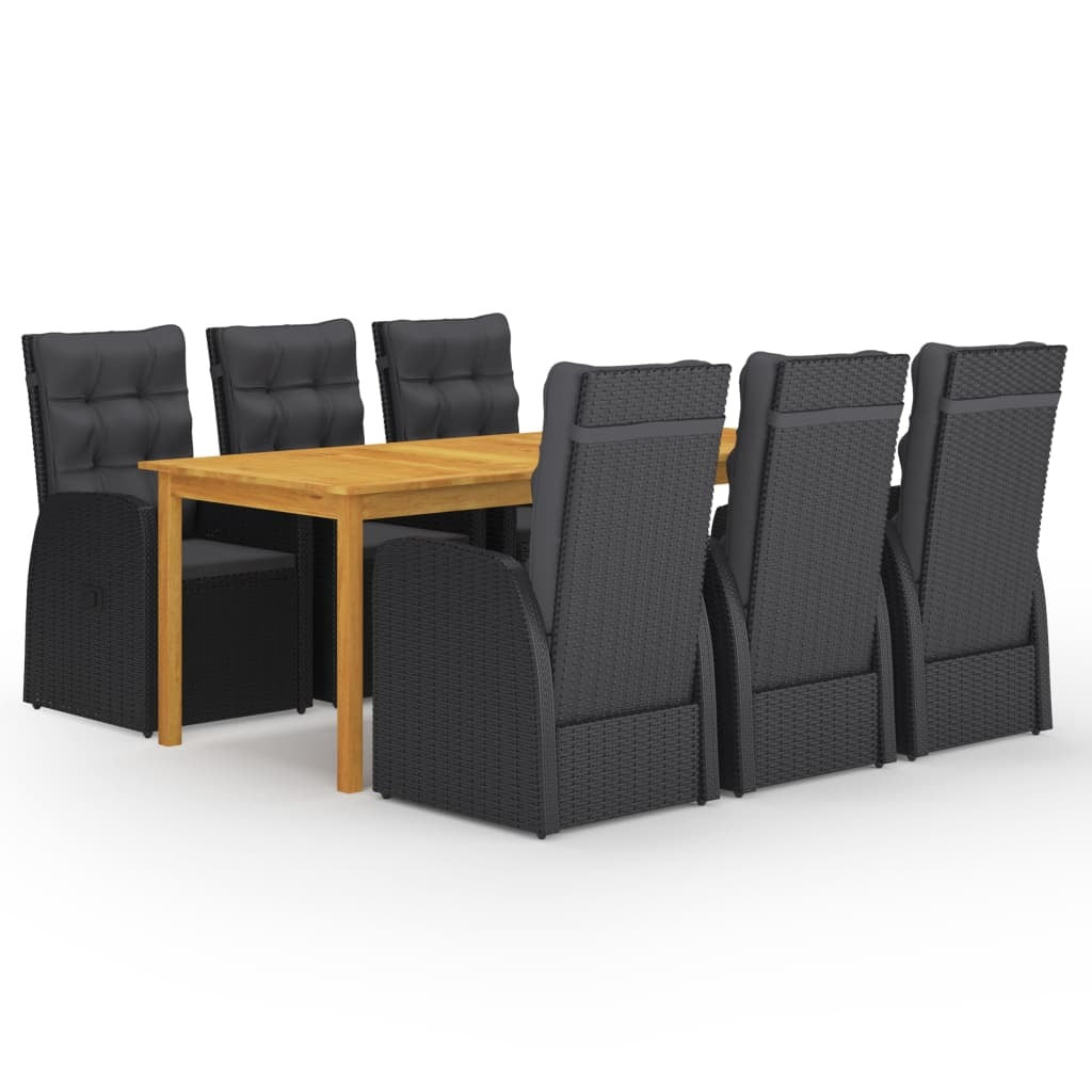 7 Piece Patio Dining Set Black