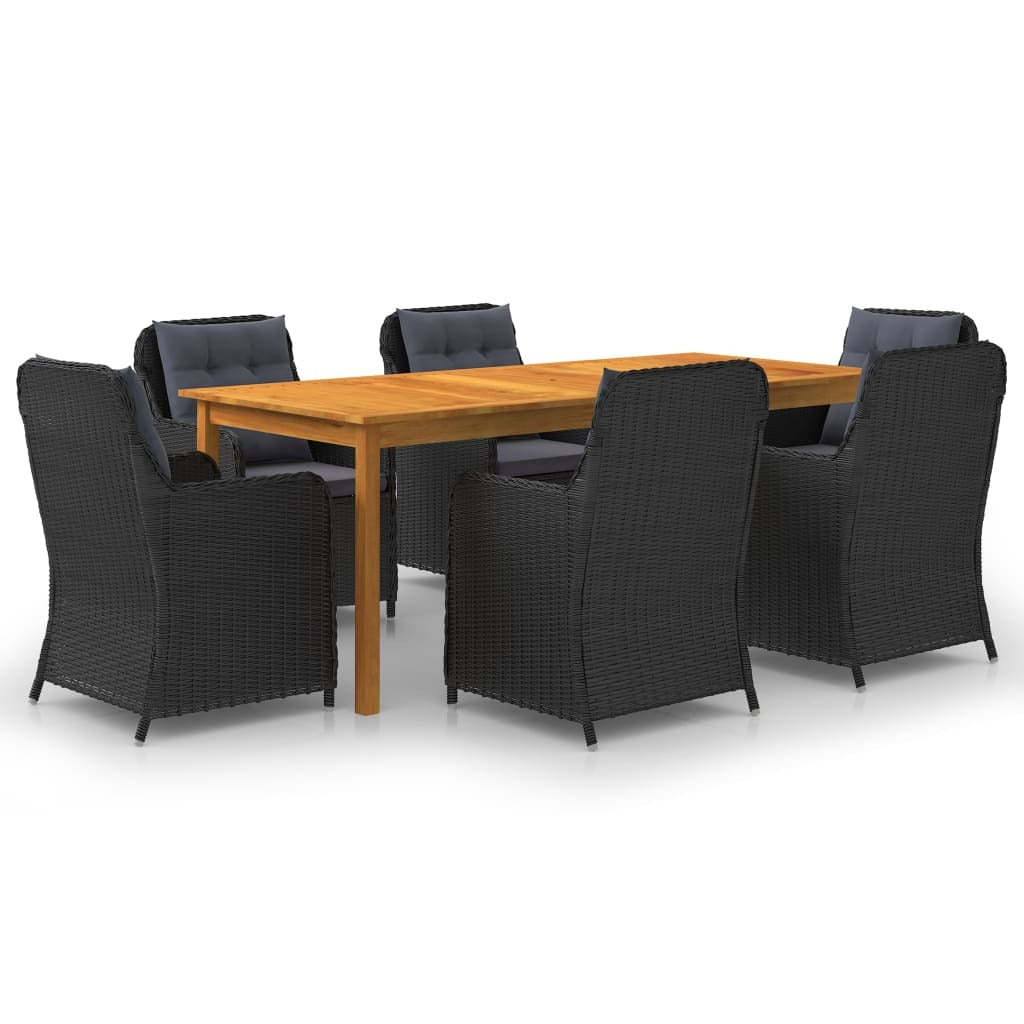 7 Piece Patio Dining Set Black