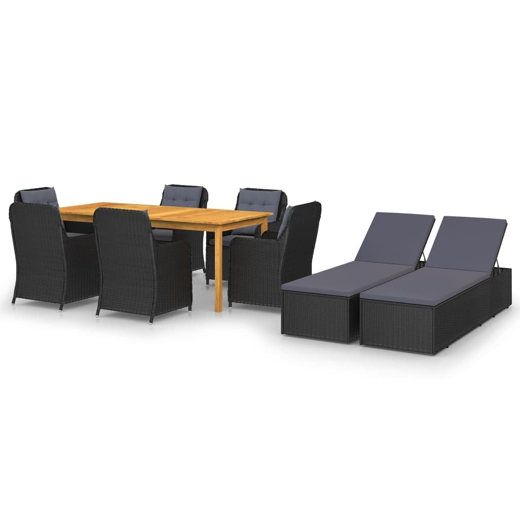 9 Piece Patio Dining Set Black