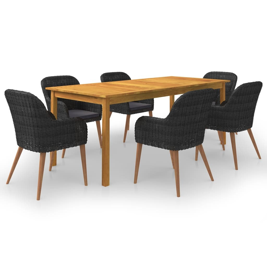 7 Piece Patio Dining Set Black