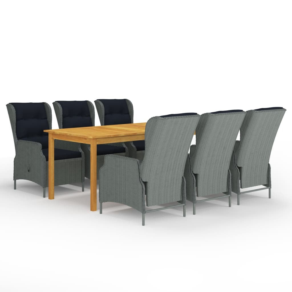 7 Piece Patio Dining Set Light Gray