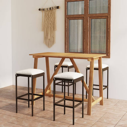 5 Piece Patio Bar Set with Cushions Brown