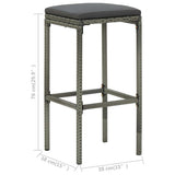 7 Piece Patio Bar Set with Cushions Gray