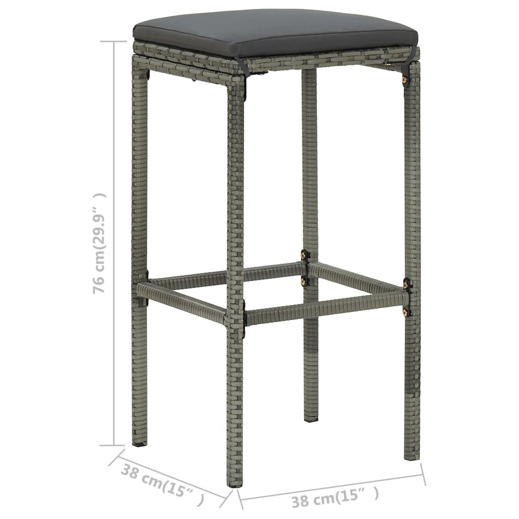 7 Piece Patio Bar Set with Cushions Gray