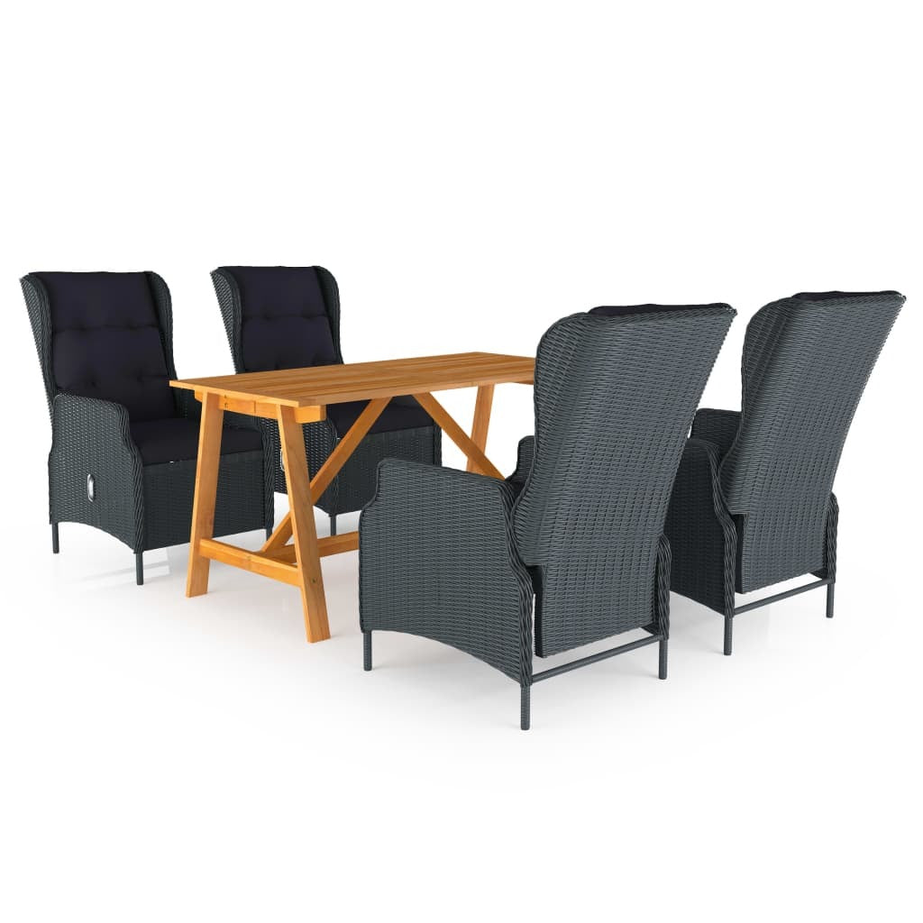 5 Piece Patio Dining Set Dark Gray