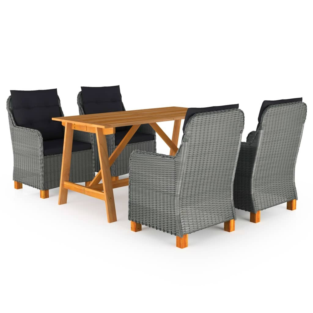 5 Piece Patio Dining Set Light Gray
