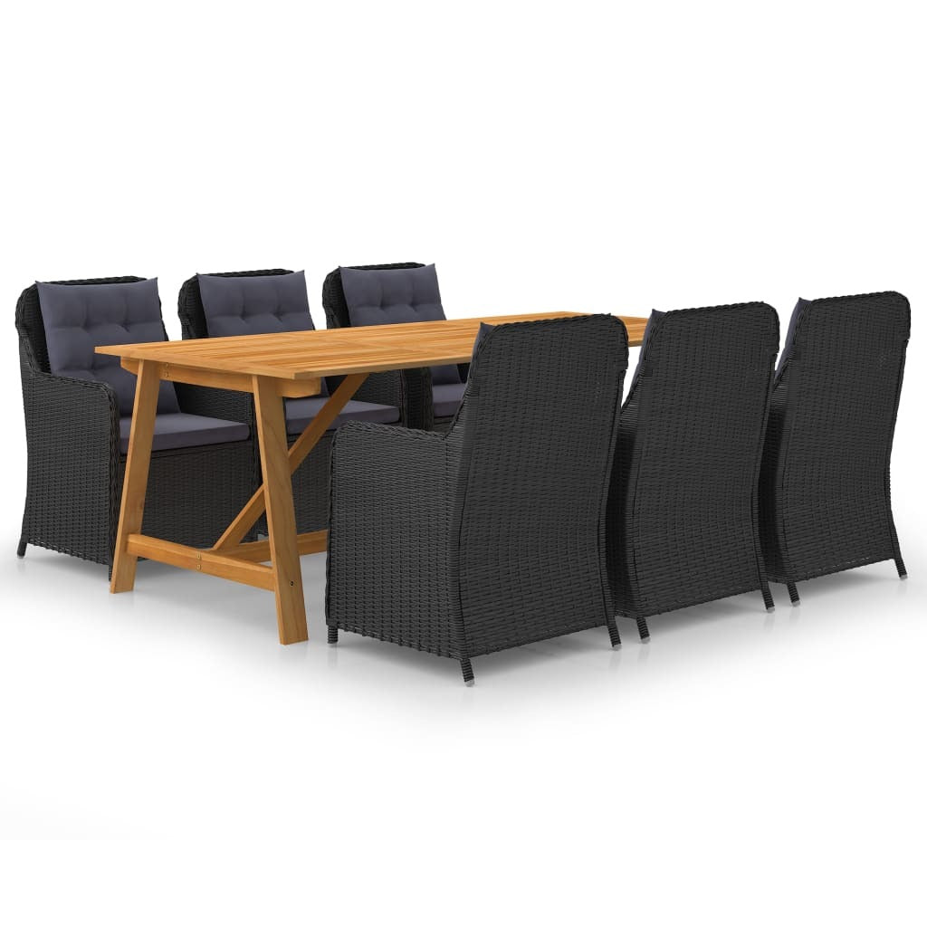 7 Piece Patio Dining Set Black