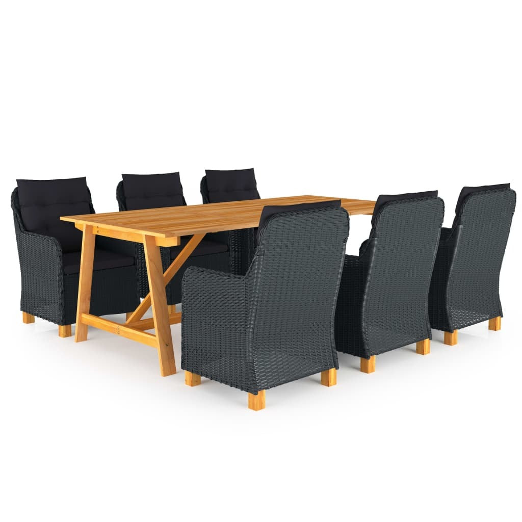 7 Piece Patio Dining Set Dark Gray