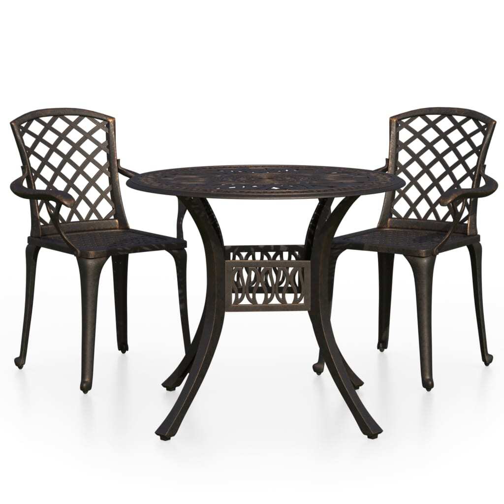 3 Piece Bistro Set Cast Aluminum Bronze