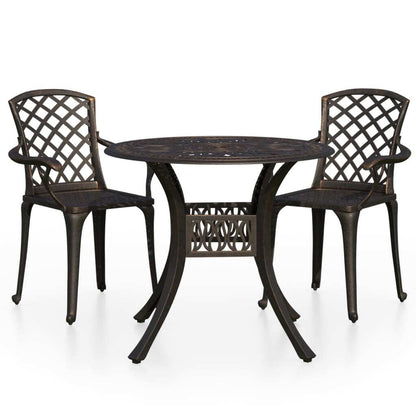 3 Piece Bistro Set Cast Aluminum Bronze