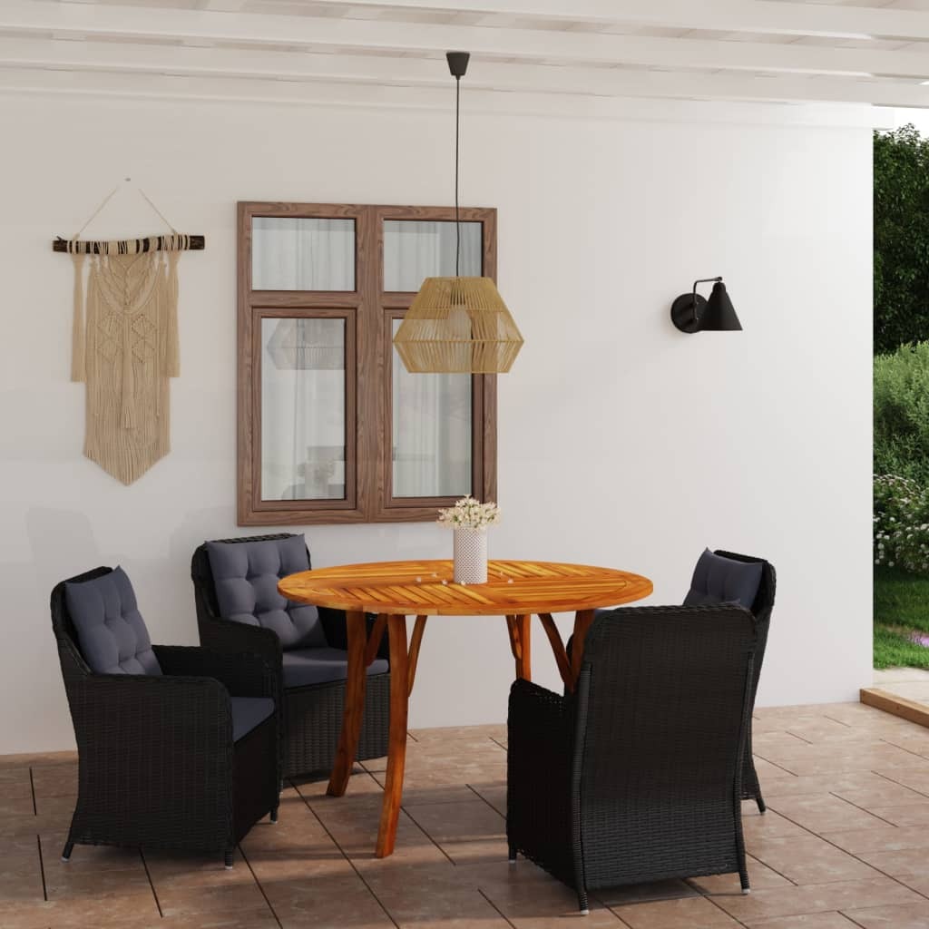 5 Piece Patio Dining Set Black