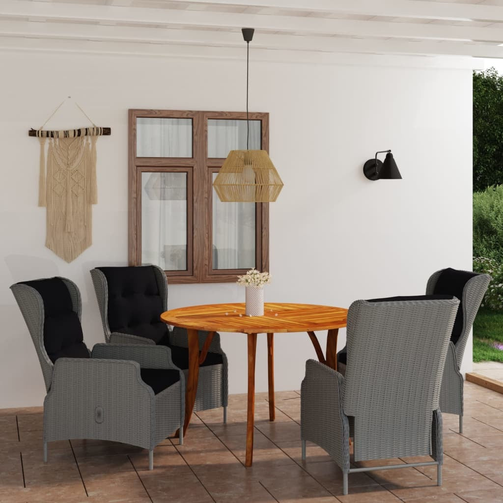 5 Piece Patio Dining Set Light Gray